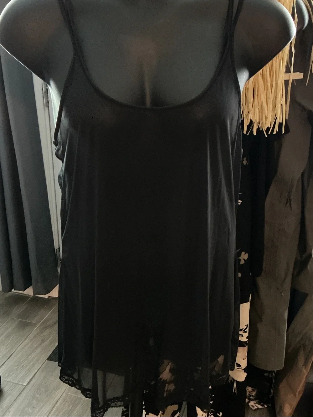 Victoria's Secret Black Lace-Hem Slip Large